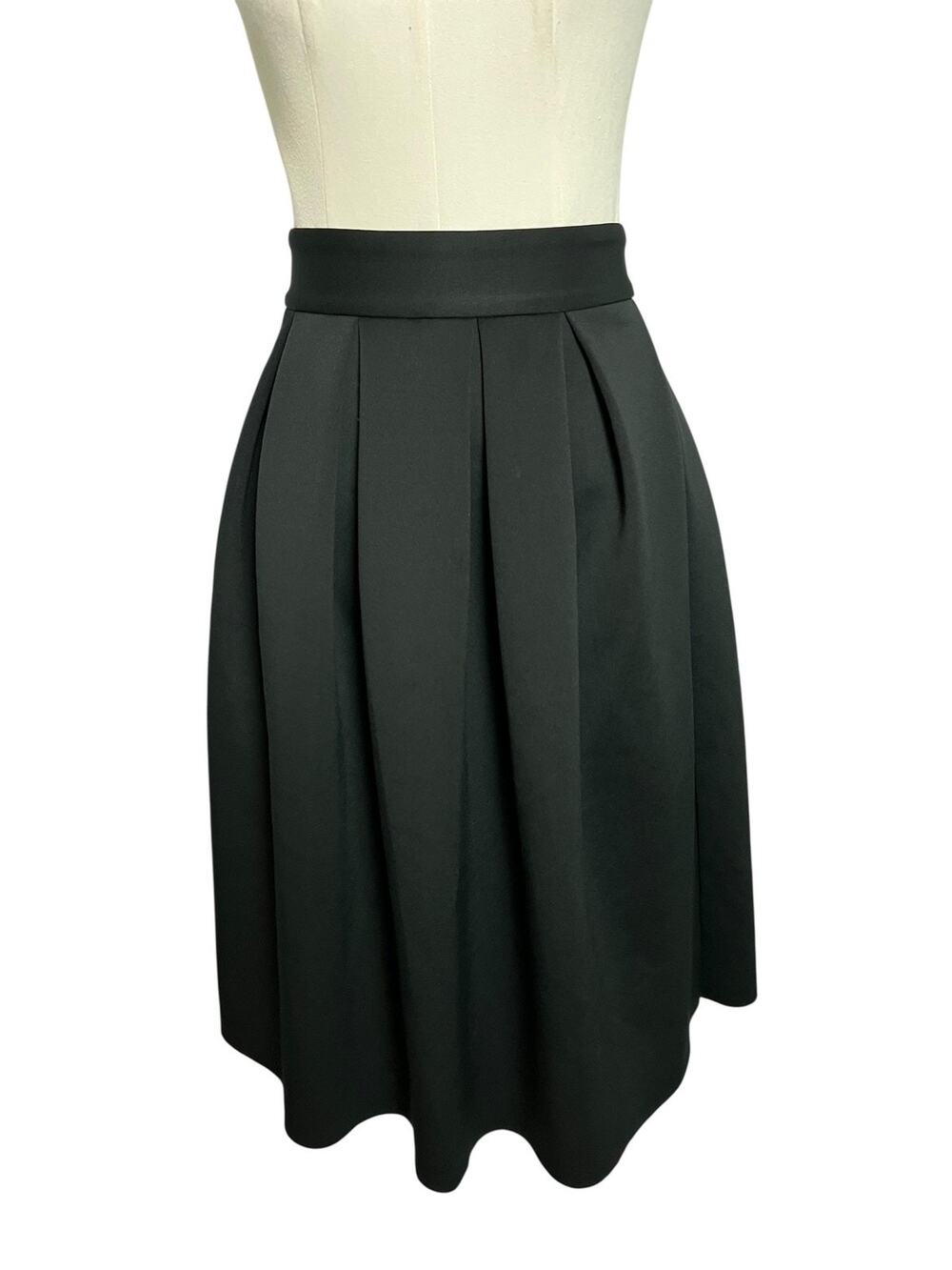 ASOS Pleated Skirt Womens 0 Black High Waist Knee Length A Line Lined Zip Back